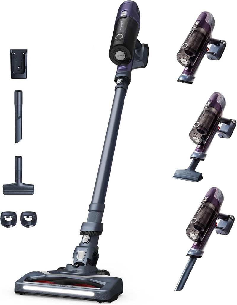 Aspiradora escoba sin cable Rowenta X-Pert 6.60, ligera, potencia 100 W, autonomía de 45 min, eficaz en todo tipo de suelos, LED RH6838WO, morada