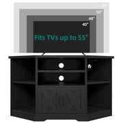 Mueble esquinero para TV estilo rústico, centro de entretenimiento y consola multimedia para televisores de hasta 55 pulgadas con toma de corriente