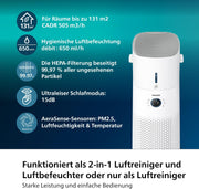 Philips Air Performer 2 en 1: Purificador de aire y ventilador refrigerante - Purifica 70 m², elimina el 99,97 % de alérgenos y contaminantes. Filtro HEPA, sensores inteligentes, Alexa, aplicación. (AMF765/10)