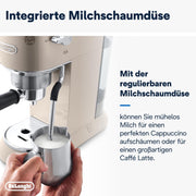 De'Longhi Dedica Style EC 685.M – Cafetera espresso de bomba tradicional, con espumador de leche profesional, solo 15 cm de ancho, para café molido o monodosis ESE, depósito de 1 l, plata