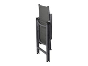 Conjunto de aluminio "Houston", 9 piezas: mesa extensible y 8 sillas de respaldo alto, gris
