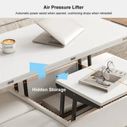 Mesa de centro elevable y plegable con 4 taburetes y almacenamiento