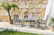 Sillón plegable Dehner Chicago, aprox. 110 x 63,5 x 67,5 cm, textileno/aluminio, gris