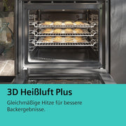 Siemens EQ211KAAB Set de horno empotrable iQ300, combinación de horno y placa integrable de 60 cm de ancho, precalentamiento rápido, esmalte brillante color granito, aire caliente 3D, zona para asados, negro