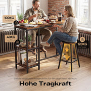 Juego de mesa de bar y taburetes HOKEEPER para 2 personas, barra de cocina, juego de mesa de pub, sala de estar, comedor (retro)