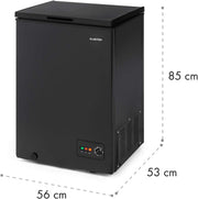 Congelador arcón Klarstein, pequeño congelador para dormitorio y hogar, congelador de 99 L, congelador de tamaño compacto con estantes, bajo consumo energético, cesta de congelación colgante, patas de apoyo