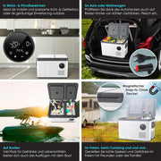 Nevera portátil con compresor KESSER 2 en 1 de doble zona, refrigeración y congelador eléctrico con 2 acumuladores de frío y panel táctil LED | Refrigerador con enfriamiento hasta -20 °C para camping, coche, camión 12/24V 230V
