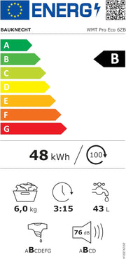 Lavadora de carga superior Bauknecht WMT Pro Eco 6ZB / 6 kg / 1200 rpm / Programa antimanchas / FreshFinish / Tecnología ZEN / Inicio diferido / SoftOpening / Rápido 30' / 15° Green&Clean
