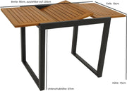 Mesa de jardín/balcón extensible DEGAMO RIVELLO 80/120x70 cm, aluminio antracita + madera de acacia aceitada, exterior, con certificación FSC®