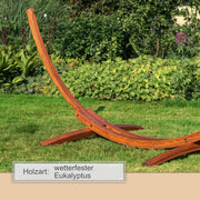 Soporte para hamaca de exterior Ampel 24 de 310 cm, madera de eucalipto resistente a la intemperie, soporte modelo Mauritius marrón sin hamaca