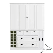 Despensa de cocina independiente Whisen de 71'' de altura, armario de almacenamiento grande para comedor, alacena con 4 puertas plegables, estantes y botelleros