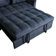 Sofá cama extraíble moderno, sofá cama 3 en 1 con respaldo ajustable, sofá biplaza de terciopelo, almohadas y bolsillos laterales
