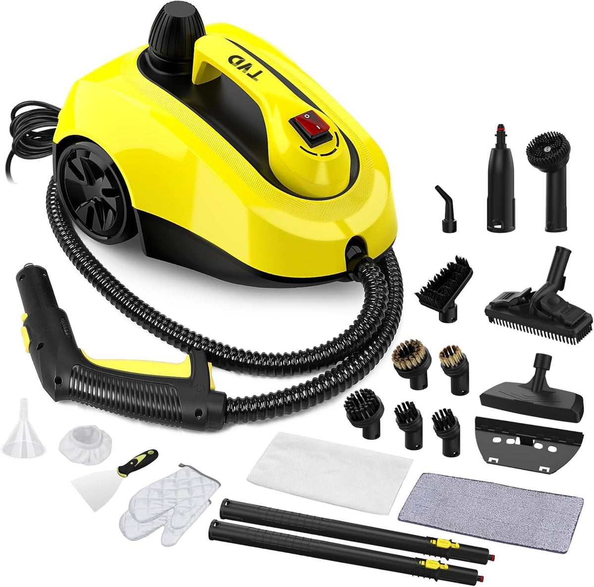 Limpiador a vapor TVD, limpiador de tapicería, limpiador a vapor con cable de alimentación extralargo de 5 m para suelos, horno, coche, azulejos, alfombras, tapicería, sofás, chinches.