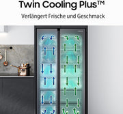 Frigorífico americano Samsung RS90F67BETEF, nevera con congelador AI, 178 cm, 614 l, dispensador de hielo/agua con depósito, Family Hub, modo AI Energy y control por voz, aspecto de acero inoxidable