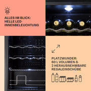 Mininevera Klarstein con puerta de cristal para habitaciones, refrigerador de bebidas con estantes ajustables, pequeño de 80 litros, frigorífico silencioso para interiores/exteriores