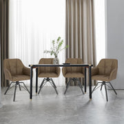 WOLTU Juego de 4 sillas de comedor giratorias, silla de cocina, silla tapizada, silla giratoria, silla cómoda con reposabrazos y respaldo, silla con reposabrazos para comedor y salón, con tapizado de piel sintética, marrón