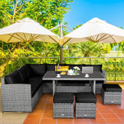 Conjunto de comedor de ratán para patio de 7 piezas Costway, sofá seccional y otomana - Ver detalles