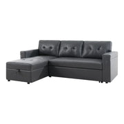 Sofá seccional reversible convertible con cama extraíble, chaise longue con almacenamiento oculto y patas duraderas