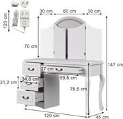 Tocador Vicco Belle, blanco, 120 cm con iluminación LED de intensidad regulable