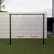 Estructura de columpio QLS 260 cm, soporte para columpio doble, estructura de acero para nido de columpio, negro