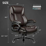 Silla de oficina ejecutiva Bossin para personas grandes y altas, silla ergonómica de 500 libras con soporte lumbar ajustable, respaldo alto y piel sintética para computadora
