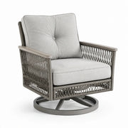Silla giratoria de aluminio con cojín de poliéster gris