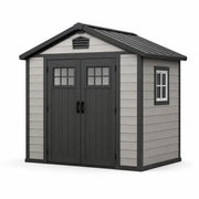 Cobertizo de jardín de resina 185x152x226cm gris/antracita con ventanas