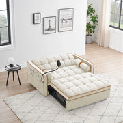 Sofá cama de 2 plazas de terciopelo de 55" con cama extraíble, respaldo ajustable, bolsillos laterales y soporte para teléfono