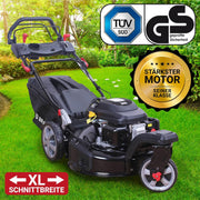 Cortacésped de gasolina BRAST® Trike con tracción | 5,2kW (7CV) | 53cm de ancho de corte | muchos modelos | TÜV | motor OHV de 4 tiempos | 30-80mm de altura de corte | 60L de saco de recogida | carcasa de acero | velocidad