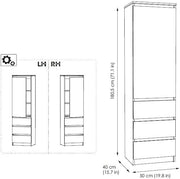 KUBUTKU Armario multiusos con 3 cajones, 3 compartimentos y puertas - Armario universal para oficina y hogar 180,5x50x40 cm Grafito/Roble Wotan