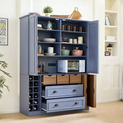 Despensa de cocina independiente Whisen de 71'' de altura, armario de almacenamiento grande para comedor, alacena con 4 puertas plegables, estantes y botelleros