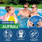 Set completo de piscina desmontable Bestway Power Steel con depuradora de arena, 488 x 244 x 122 cm, gris, rectangular