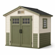 Caseta de jardín de plástico con protección UV, 185 cm x 152 cm x 226 cm, verde/beige