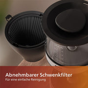 Cafetera de filtro PHILIPS, negra, capacidad de 1,25 L