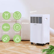 Aire acondicionado portátil Comfee Easy Cool 2.0, 7000 BTU 2,0kW, refrigeración, ventilación y deshumidificación, tamaño de habitación hasta 68m³ (25㎡), control por APP/Alexa/Google Home/IFTTT, aire acondicionado móvil con manguera de escape