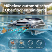 Limpiador de superficie para piscinas AIPER Surfer S1, robot de piscina con batería y energía solar, limpieza de superficie de agua, 20 horas de autonomía, aplicación inteligente, temperatura del agua, ideal para todo tipo de piscinas