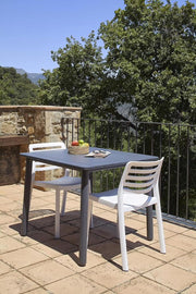 Mesa cuadrada Resol Noa para interior y exterior 90x90 | Jardín, terraza, balcón, salón, cocina, comedor | Diseño, ligera, versátil | 2-4 personas | Patas blancas - Sobre blanco