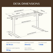 FLEXISPOT Base de mesa ajustable en altura E1 Pro motor dual, gestión de cables, pantalla LED de altura, 4 memorias, oficina, hogar.