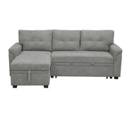 Sofá seccional reversible convertible con cama extraíble, chaise longue con almacenamiento oculto y patas duraderas