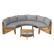 Set de sofá seccional redondo de madera de acacia para exteriores con mesa de centro, 12 plazas
