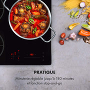 KLARSTEIN TrinityCook - placa de inducción, de libre instalación, 3400 W, 3 zonas de cocción, temporizador, 9 niveles, 60 a 240 °C, protección contra sobrecalentamiento, bloqueo infantil - negro