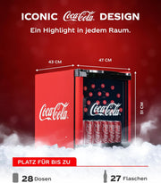 Mininevera Original Coca-Cola °CUBES roja 48L - Mininevera para bebidas con puerta de cristal, silenciosa y eficiente energéticamente - Para oficina, fiestas y gaming - Nevera para botellas - Mininevera para bebidas
