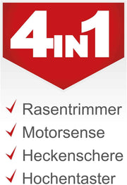 Multifunción a gasolina Scheppach MT33P | 4 en 1 - Cortabordes, motosierra, desbrozadora y cortasetos | Potencia de 1,22 CV | Motor de 2 tiempos | Incluye correa para el hombro y protector de cadera