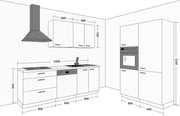 Cocina Nessa 220 + 120 cm Gris Antracita Mueble de cocina Bloque de cocina Cocina equipada