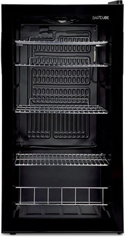 °CUBES Mininevera 90L con puerta de cristal y 4 estantes variables | Nevera compacta para bebidas, perfecta para el hogar, oficina, fiestas y hostelería | Elegante nevera con puerta de cristal, negra