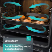 Gorenje GECS5C70XPA Cocina eléctrica independiente con placa vitrocerámica / 50 cm / 70 litros / GentleClose / Calentamiento rápido / AirFry / ExtraSteam / Modo pizza 300°C / Guías telescópicas / AquaClean / Zona paellera / negro