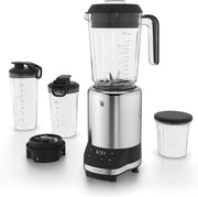 WMF Kult Pro Batidora multifunción de alta potencia, 30.000 rpm, licuadora para smoothies, batidora de vaso, función para picar hielo, 4 vasos mezcladores incl. tapa To-Go