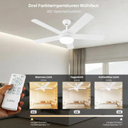 Ventilador de techo con iluminación CJOY, 152 cm, con mando a distancia, 6 velocidades, LED regulable, temporizador y modo reposo para dormitorio