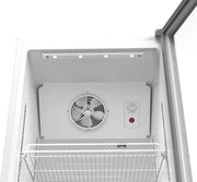 Refrigerador comercial para bebidas SCHOEPF GKS350 - Refrigeración por aire forzado - Refrigerador con puerta de cristal - 347 l - 5 estantes de rejilla ajustables - 194,5 cm de altura (blanco)