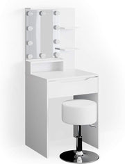 Tocador Vicco Ruben, blanco, 60 cm con iluminación LED y taburete